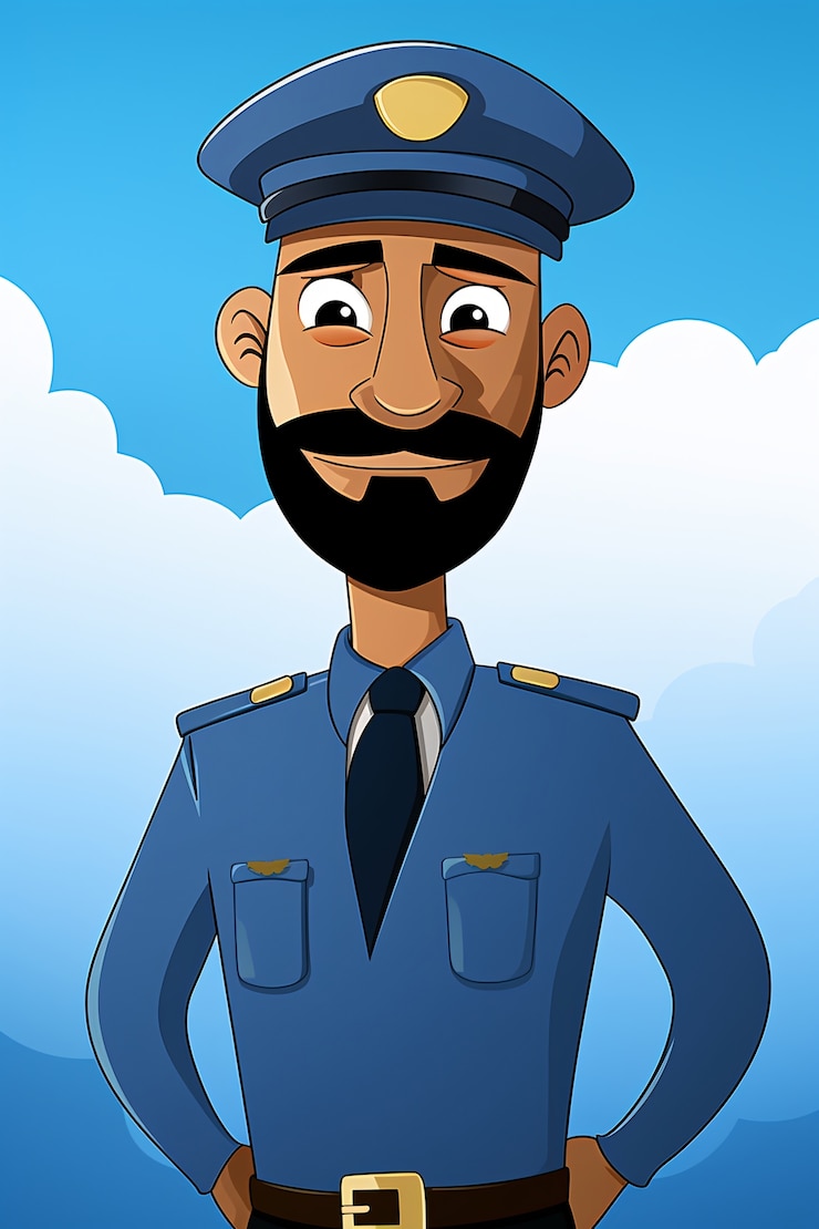 Free Photo portrait of police officer in cartoon style