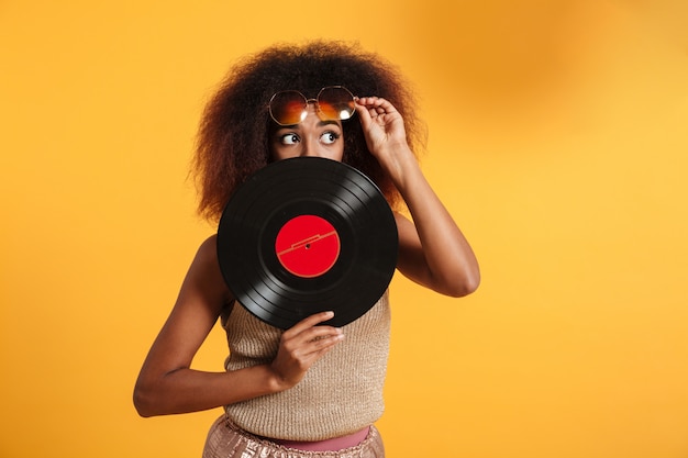 Portrait of a pretty funny afro american woman