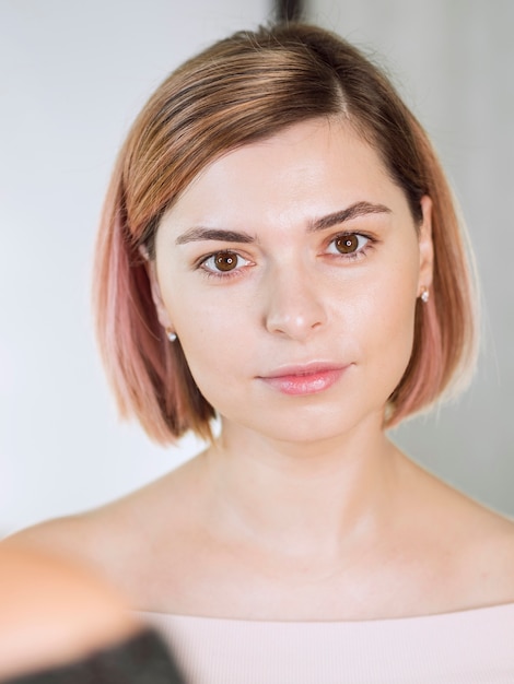 Portrait of pretty model in studio