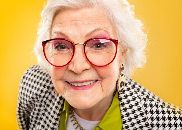 Portrait of pretty senior woman posing