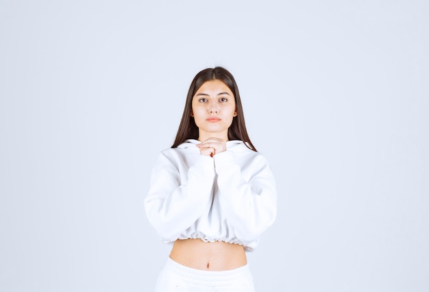 Portrait of pretty young girl model posing and posing.