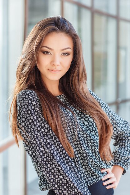 portrait of a pretty young woman outdoor