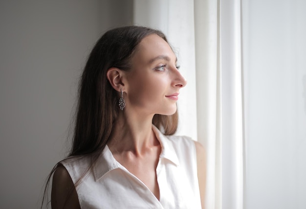 portrait profile of a caucasian woman