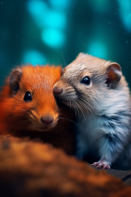 Free photo portrait of rats or hamsters