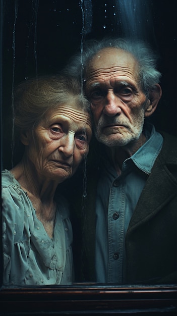 Portrait of sad old couple