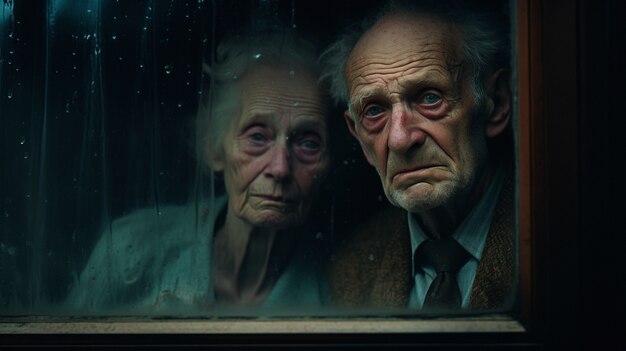 Portrait of sad old couple