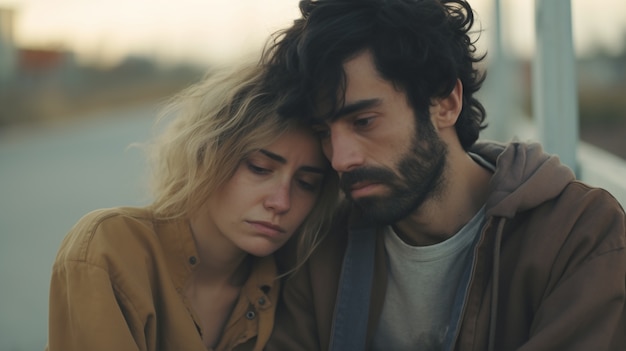 portrait of sad people together