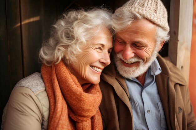 Portrait of senior couple in love showing affection