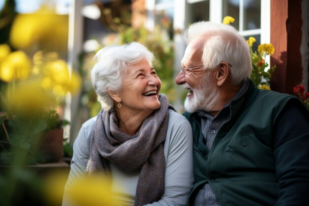 Portrait of senior couple in love showing affection