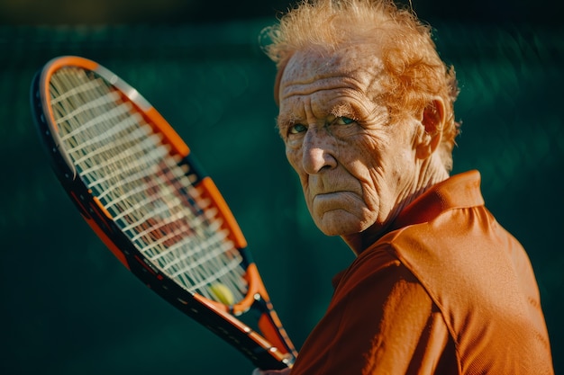 Free photo portrait of senior tennis player