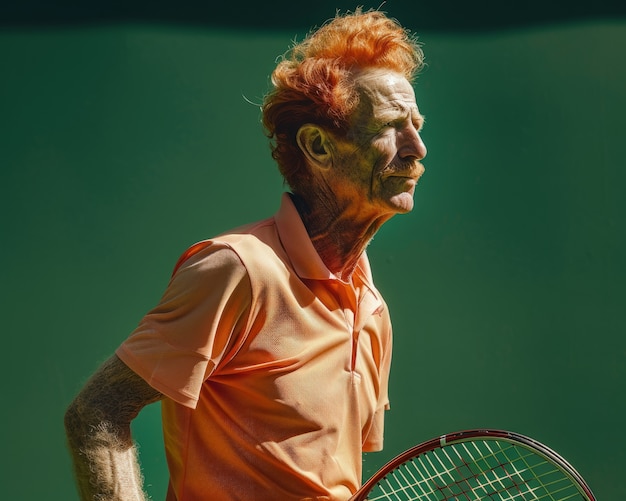 Foto gratuita ritratto di un tennista anziano