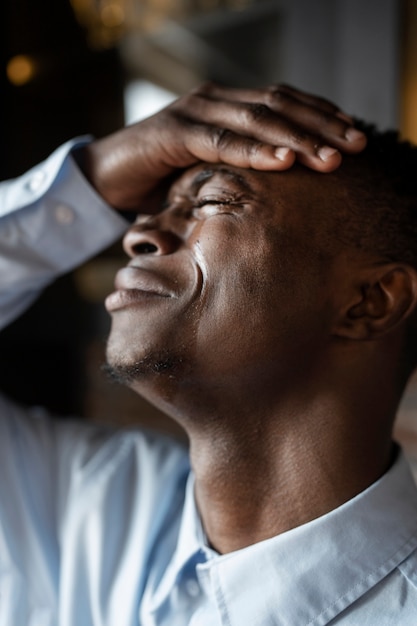 Free photo portrait of sensitive man