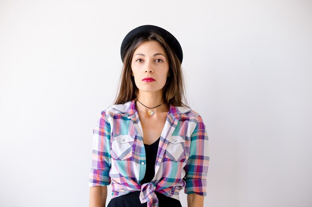 portrait of serious hipster girl