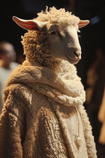 Portrait of sheep as human being