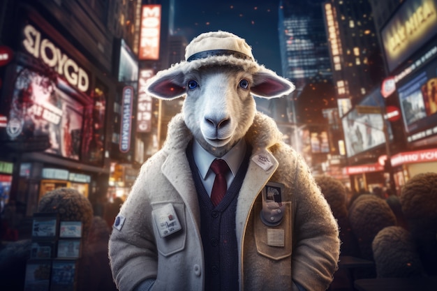Free photo portrait of sheep as human being