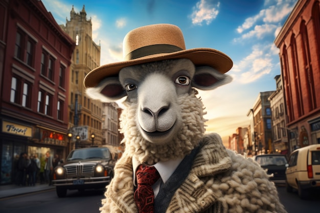 Free photo portrait of sheep as human being