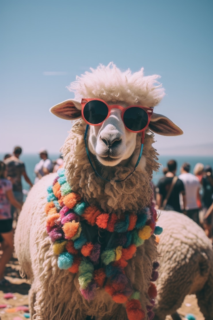 Free Photo portrait of sheep at festival