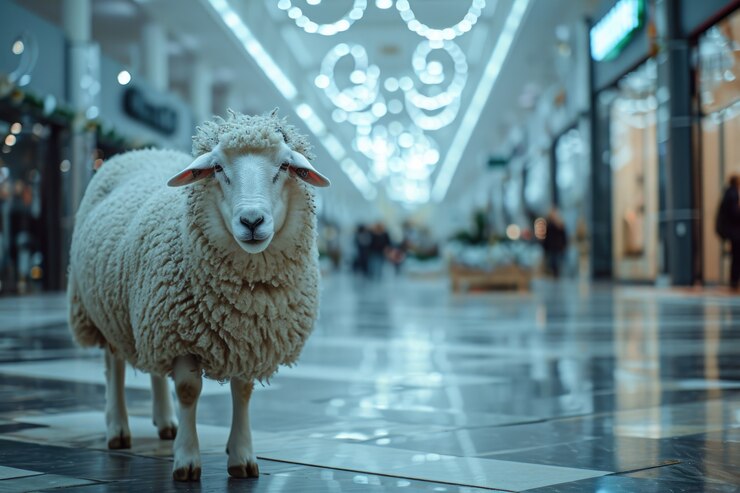 Free Photo portrait of sheep in mall