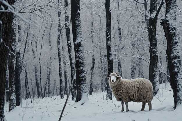 Portrait of sheep in nature