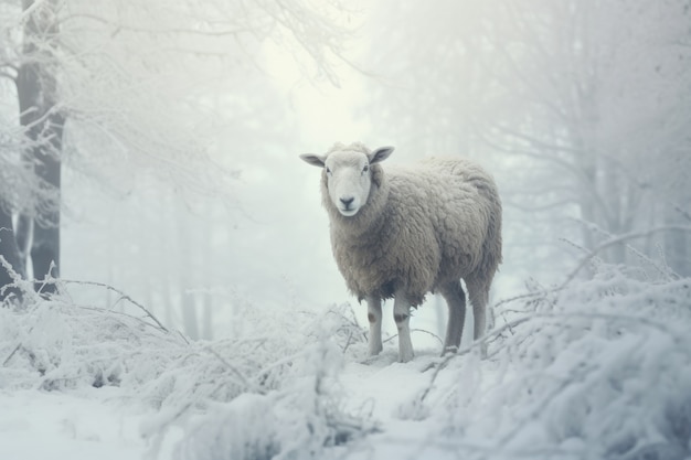 Portrait of sheep in nature