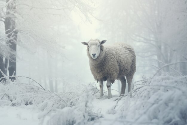 Portrait of sheep in nature