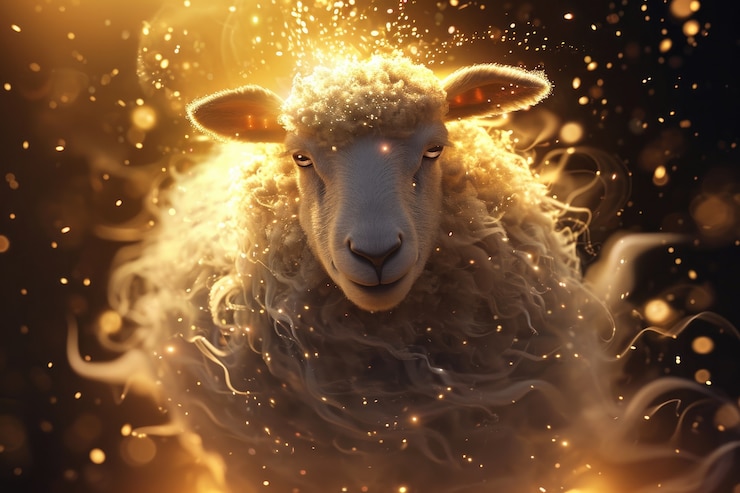 Free Photo portrait of sheep with bookeh effect