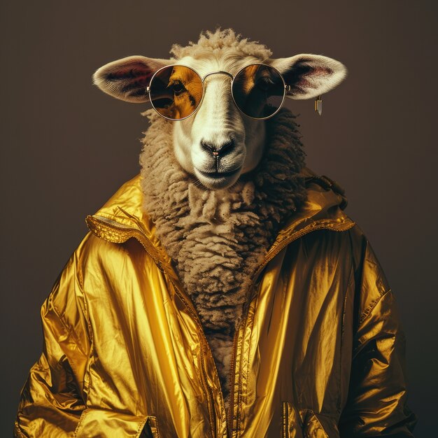 Portrait of sheep with cool sunglasses