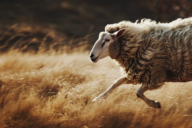 Portrait of sheep with copy space