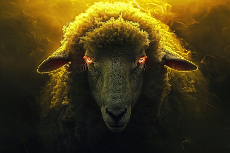 Free Photo portrait of sheep with evil eyes