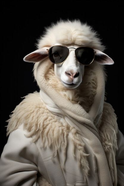 Free photo portrait of sheep with sunglasses