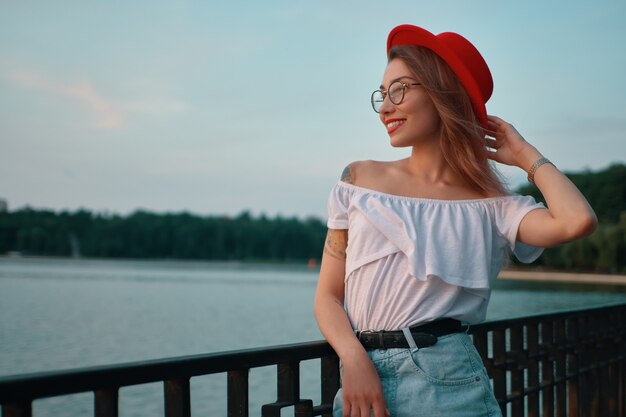 Portrait shiny positive girl with irresistible smile