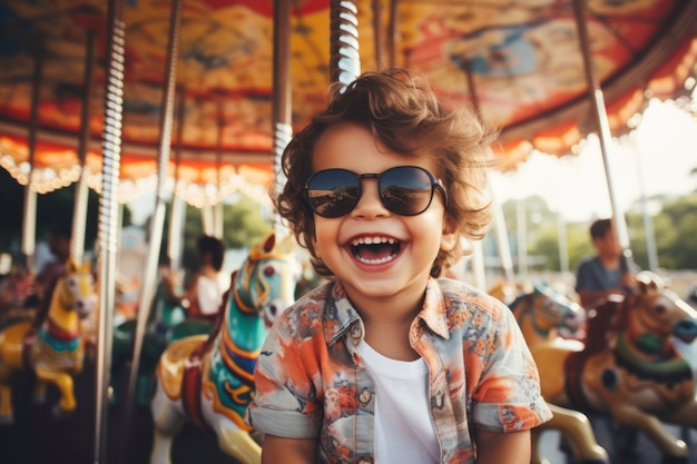 Portrait of smiley child at the amusement park