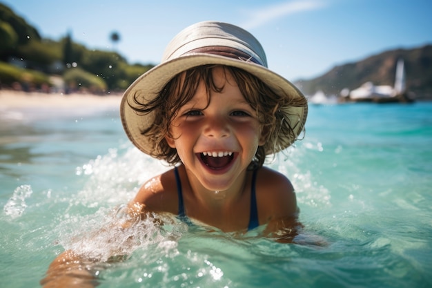 Foto gratuita ritratto di bambino sorridente in spiaggia