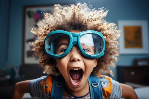 Free photo portrait of smiley child with glasses