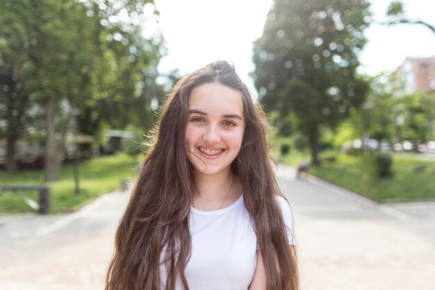 Portrait of smiley girl putside