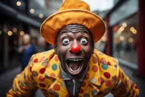 Foto gratuita ritratto di clown maschio sorridente