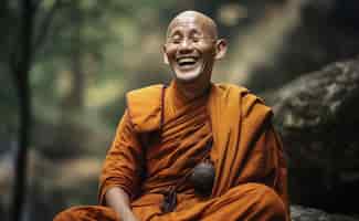 Free photo portrait of smiley monk