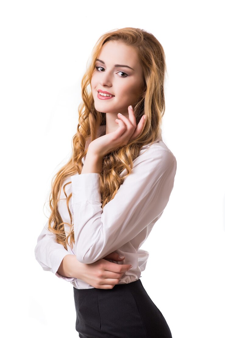 Free Photo portrait of smiling business woman, isolated on white background