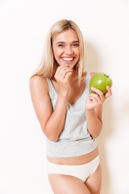 Portrait of a smiling cute girl in underwear