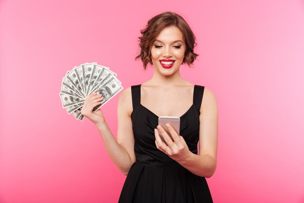 Portrait of a smiling girl dressed in black dress