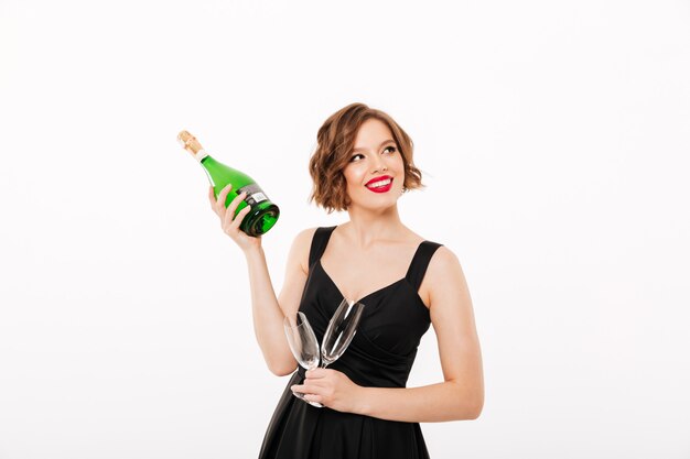 Portrait of a smiling girl dressed in black dress