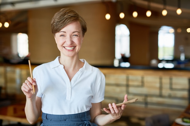 Portrait of Smiling Pretty Waitress