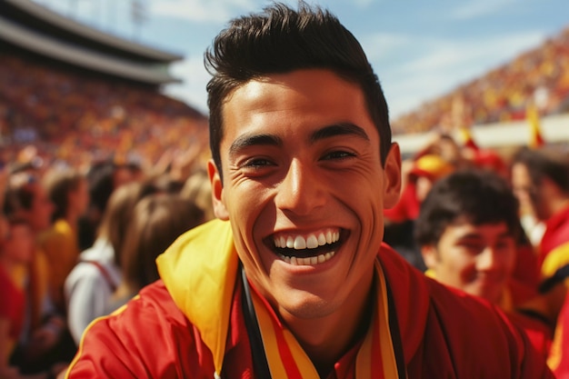 Portrait of soccer game fan enjoying match