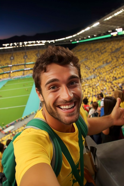 Free photo portrait of soccer game fan enjoying match