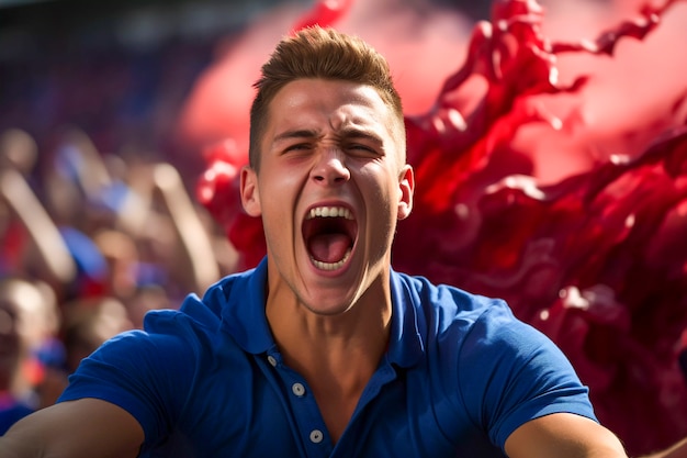 Portrait of soccer game fan enjoying match