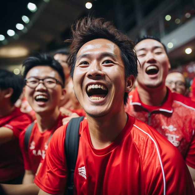 Foto gratuita ritratto dei tifosi del gioco di calcio che si godono la partita