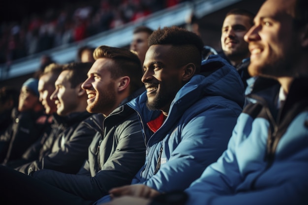 Foto gratuita ritratto dei tifosi del gioco di calcio che si godono la partita