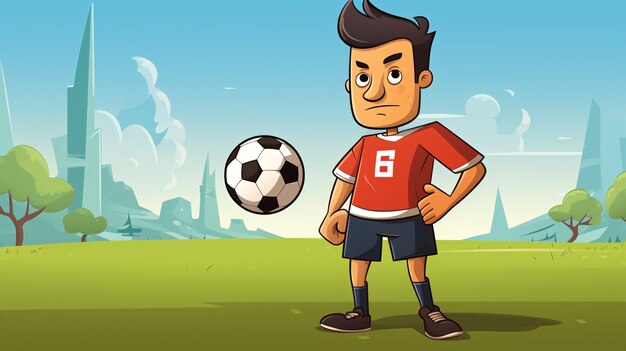 Portrait of soccer player in cartoon style