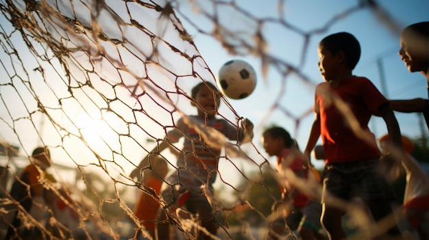 Foto gratuita ritratto della squadra di calcio che gioca