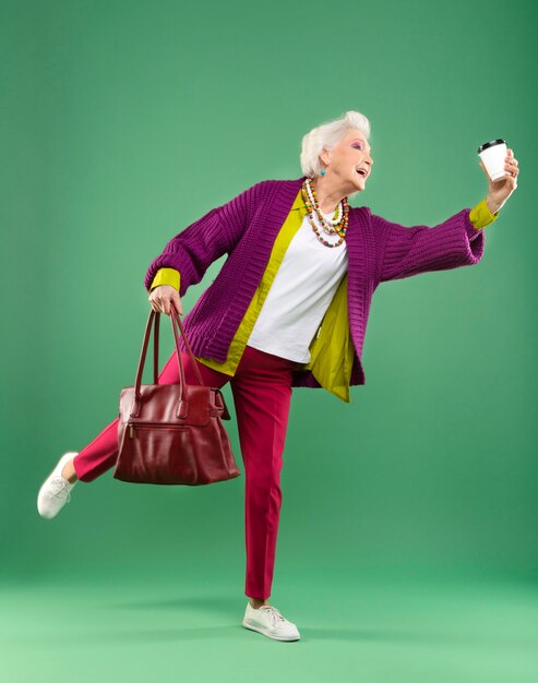 Portrait of stylish senior woman